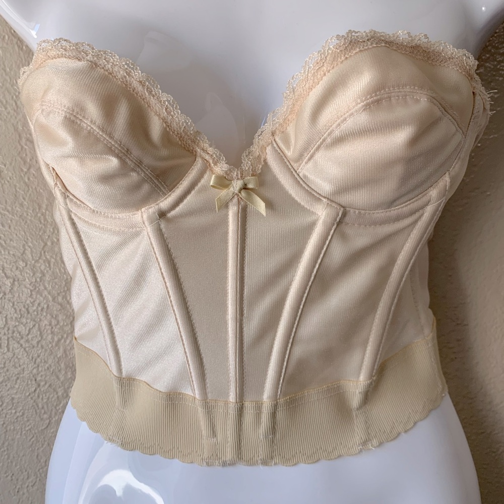 Vintage Under-Cover Champagne Boned 1970’S Strapless Corset Bustier Size 32A